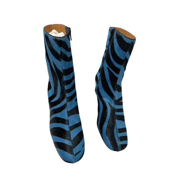 NWT by Far Blue Sophia Zebra Print Pony Hair Boot EU 37 US 6.5 or 7 - Picture 4 of 12